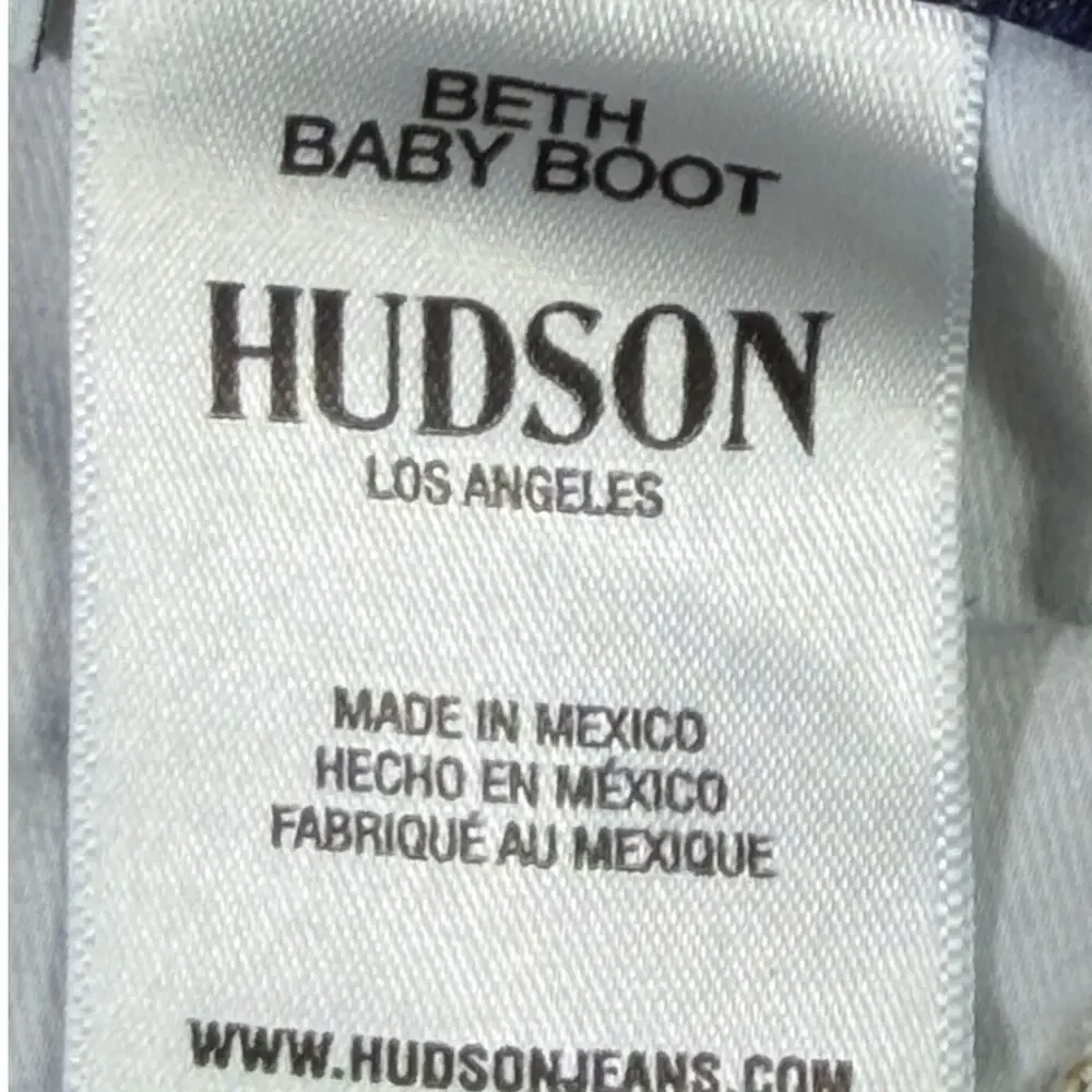 Hudson Women 29 Beth Baby Boot Blue Denim Stretch Mid Rise Jeans Classic Fit